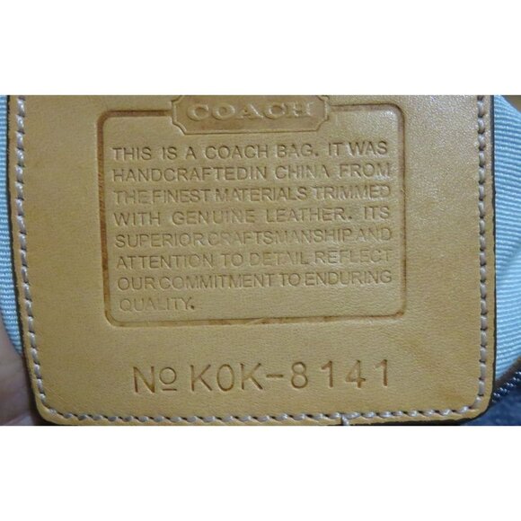 Coach Y2K Vintage Indigo Blue Denim & Tan Vachetta leather Demi Baguette Handbag - Picture 7 of 13